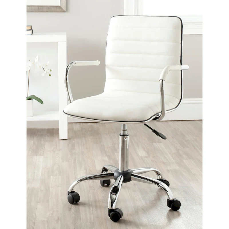 SAFAVIEH Kendra White Adjustable Height Office Desk Chair - 22.4  x 19.9  x 35.9  - 22.4  x 19.9  x 35.9  - 22Wx23Dx40H