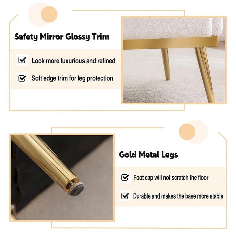 HOMYKA Sherpa Accent Chair Button Tufted Upholstered Linen Velvet Modern Armchair