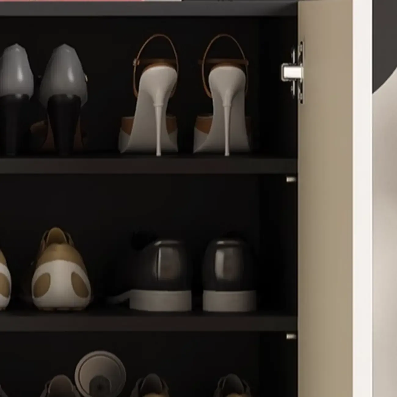 Black Metal Shoe Cabinet with Adjustable Shelves