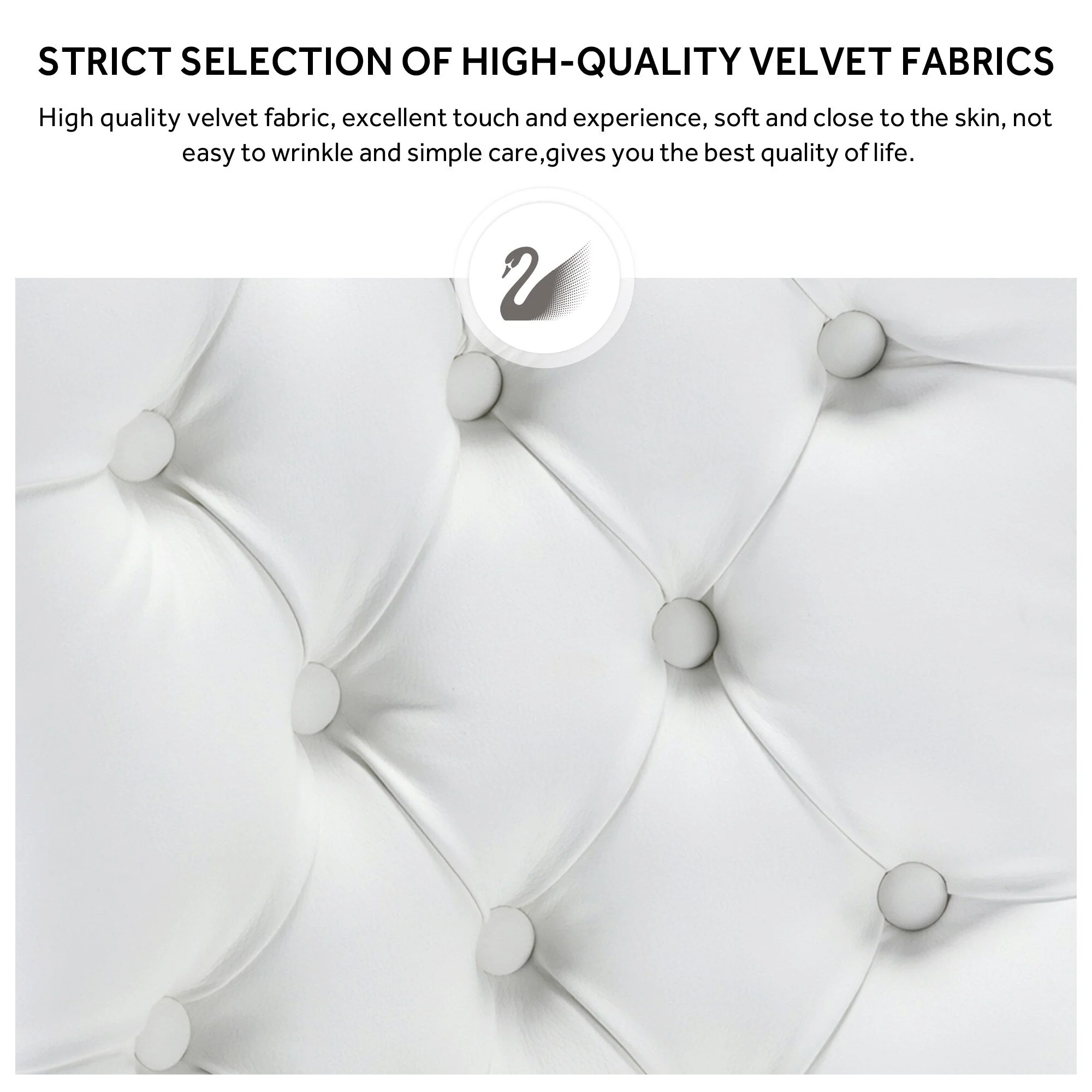 Upholstered Tufted Velvet Dining Chair with Solid Wood Legs Set of 6