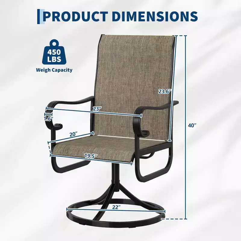 360Swivel Chairs Set of 2, Rocking Dining Chairs with All-Weather Textilene Fabric, Deck Rocker Seat with High Back for Backyard, Poolside