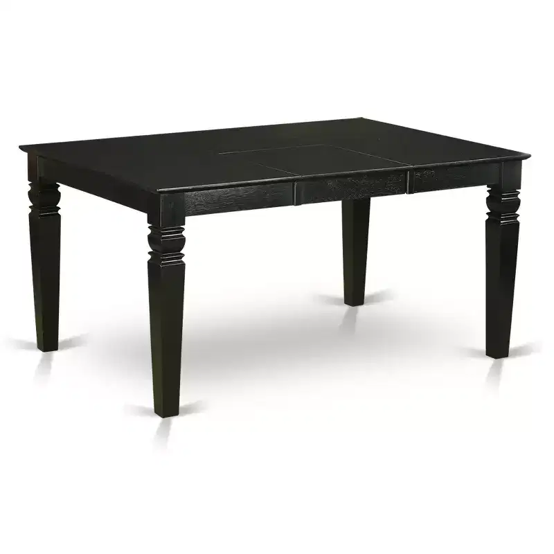 HomeStock 7-Piece Rectangle Black Finish Solid Wood Top Dining Table with 6 Chairs