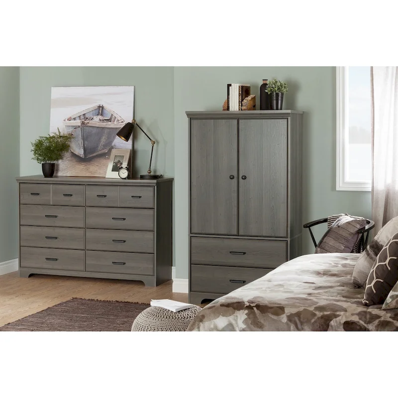 8-Drawer Dresser - Grey Maple/Weathered Oak