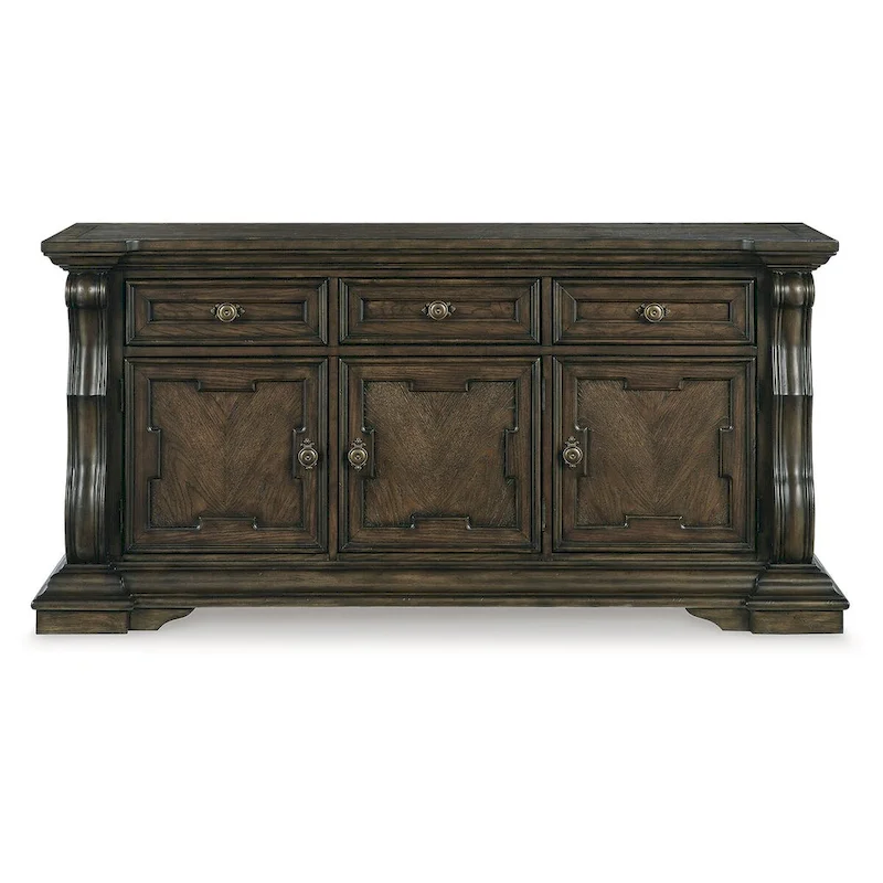 Signature Design by Ashley Maylee Dark Brown Dining Buffet - 71.63 W x 20.75 D x 34.38 H