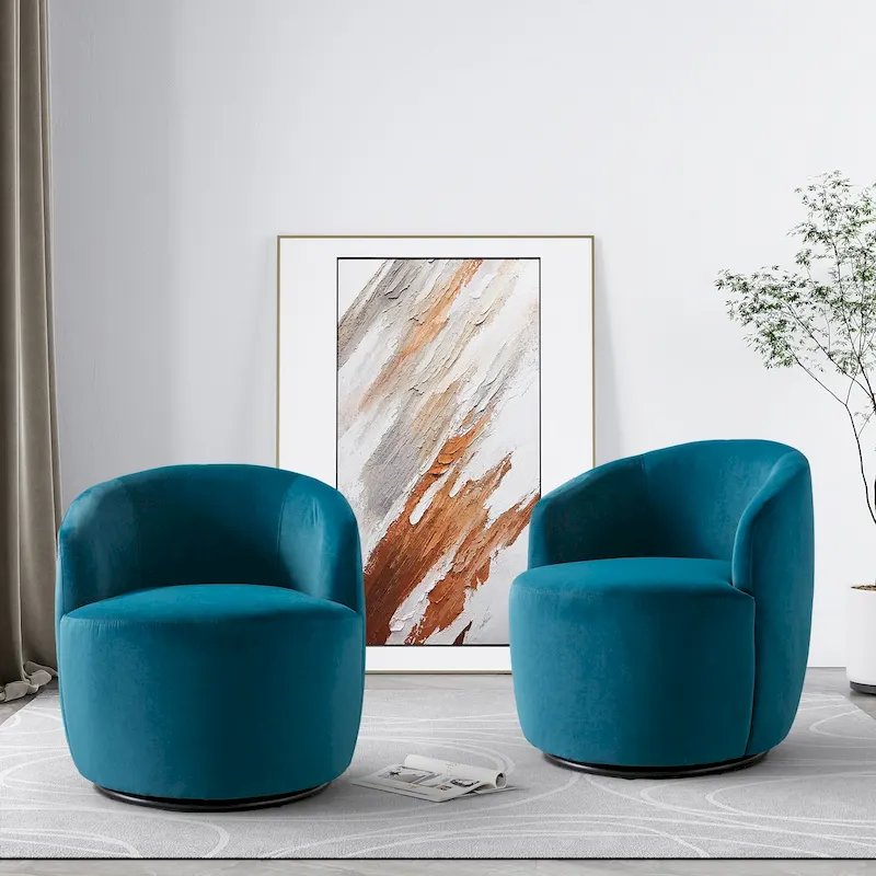 Ouyessir Modern Teddy Upholstered Swivel Barrel Chair(Set of 2)