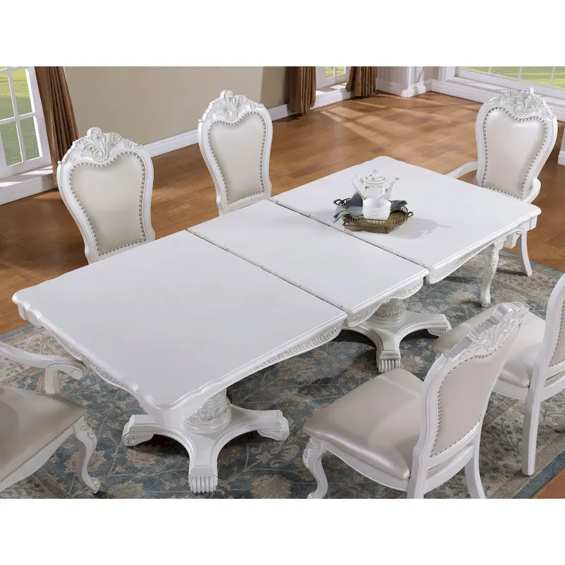 Furniture of America Eugene Traditional Solid Wood 9-Piece Expandable Dining Table Set