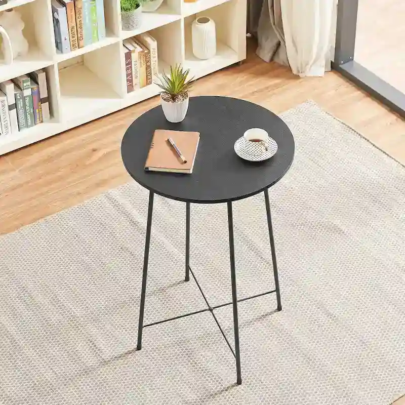 35.4  High Round Bar Table, Industrial Style Wood Top Bistro Pub/Breakfast Table