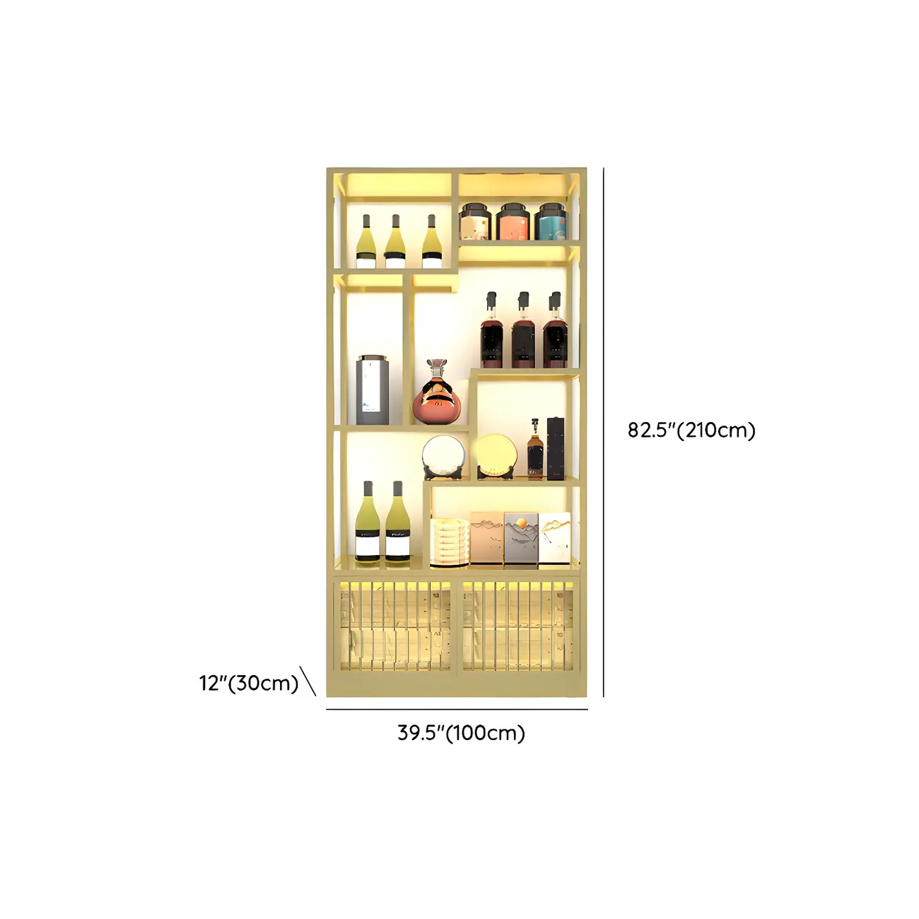 Glam Freestanding Gold Tall Metal Wine Rack