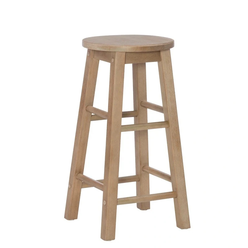 Backless Counter Height Stool, Natural / Greywash / White, 1-Person