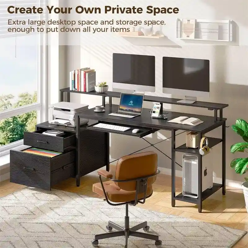 Computer Desk 65 with File Drawer