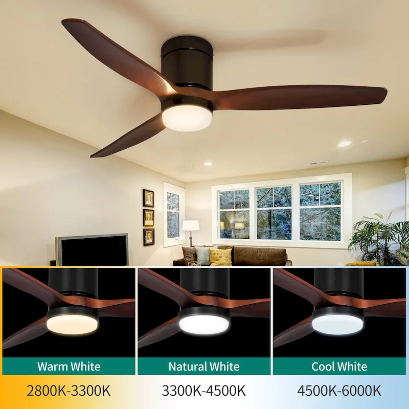 Moasis 60  LED Ceiling Fan Light with 3 Solid Wood Blades