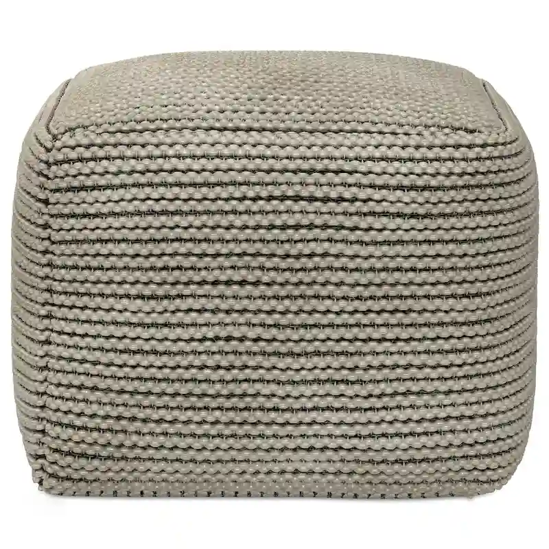 WYNDENHALL Bayhill Boho Square Pouf in Cream Polystyrene Filling