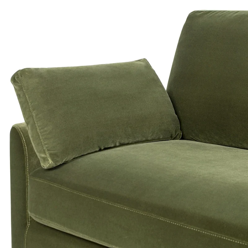 Velvet Sofa with Loose Pillow-Back and Wood Base - 75.5 Inch