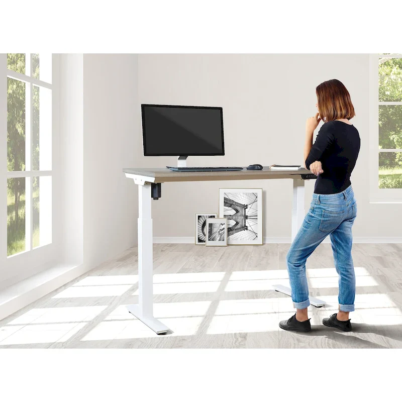 Walnut / White / Black Electric Height-Adjustable Standing Desk – Single