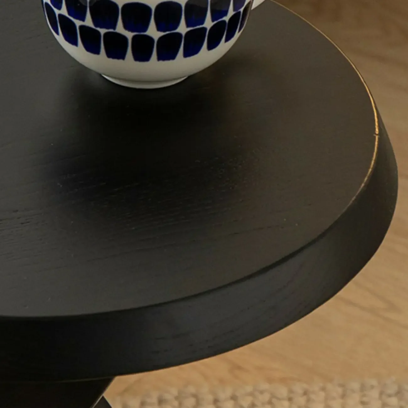 Modern Round Wood Side Table with Cross Legs