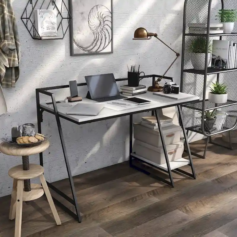 Industrial 49-inch Steel Computer Desk with USBs