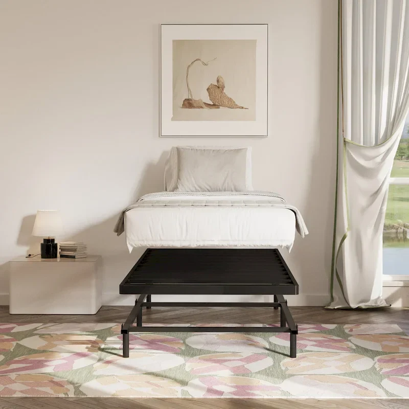 Black Metal Bed Frame, Modern Style, Twin–Cal King, 1–2 Person