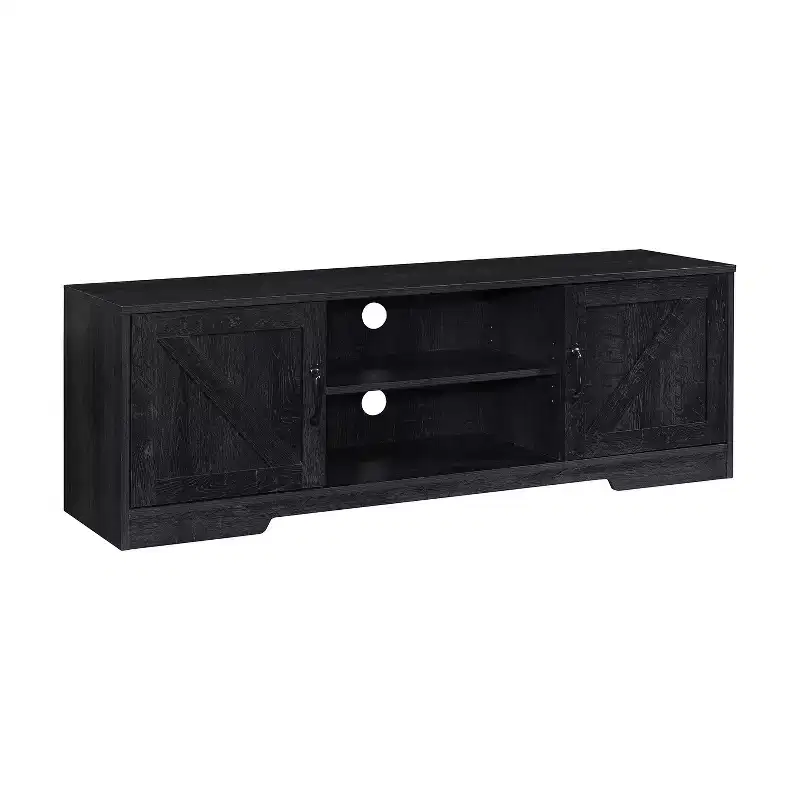 AndMakers 59 in. Farmhouse TV Stand For TVs Up To 59 with 2 Storage Cabinets, Wood Barn Door Media Television Console Table With Storage