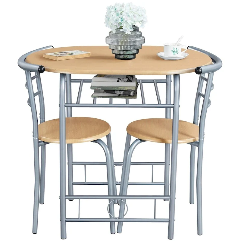 Yaheetech Modern Round Dining Table Set, 3 Piece Dining Room Sets