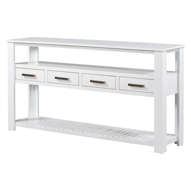 Console Table with 4 Drawers and 2 Shelves