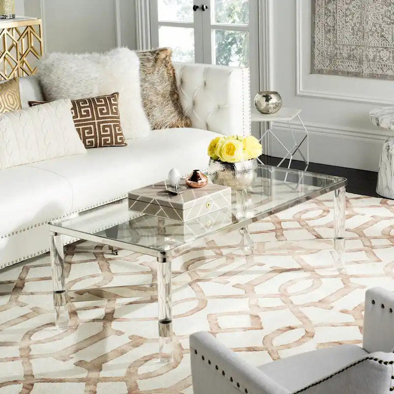 Glass and Acrylic Coffee Table with Chrome Frame - 47