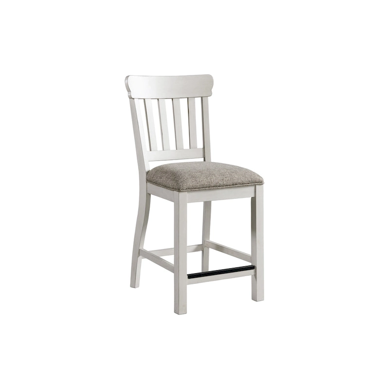 Drake Two-Toned Rustic White and Oak Slat Back Counter Height Barstool (Set of 2)
