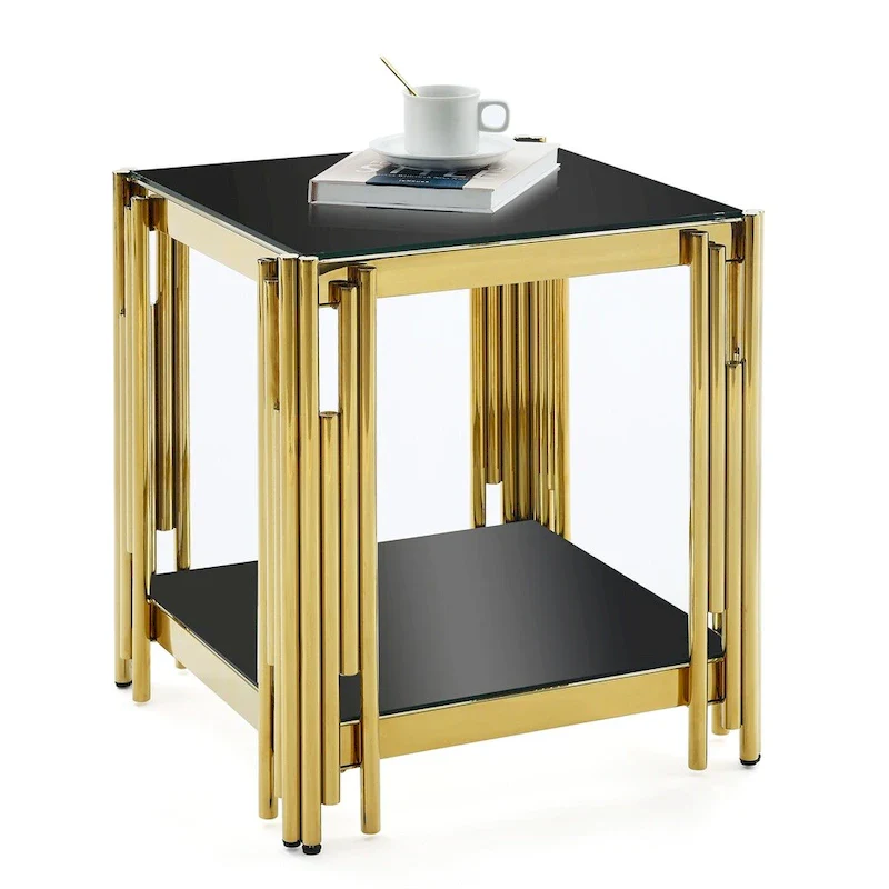 20 Stainless Steel Tempered Glass End Table