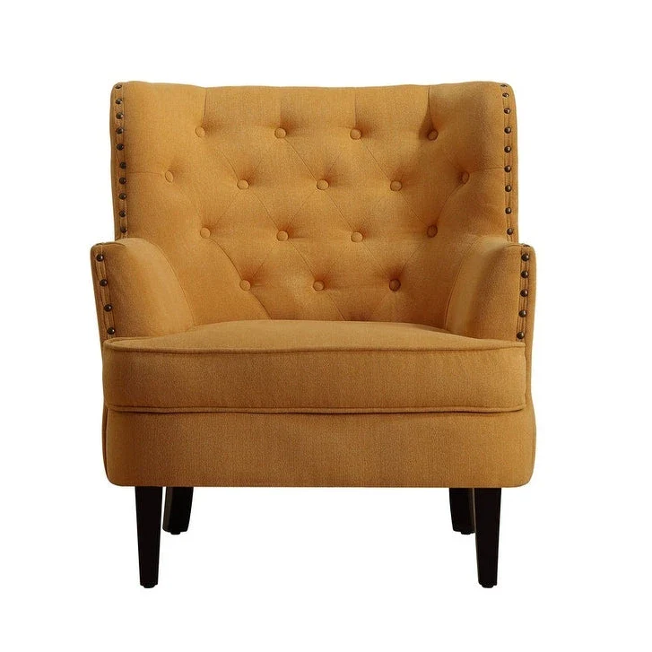 Moser Bay Mignon Velvet / Linen 30  Wide Tufted Wingback Accent Chair