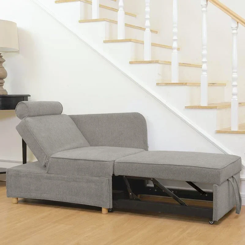 4 in 1 Multi-Function Folding Sofa Folding Bed Single Futon Couch Guest Bed with 2 Throw Pillows