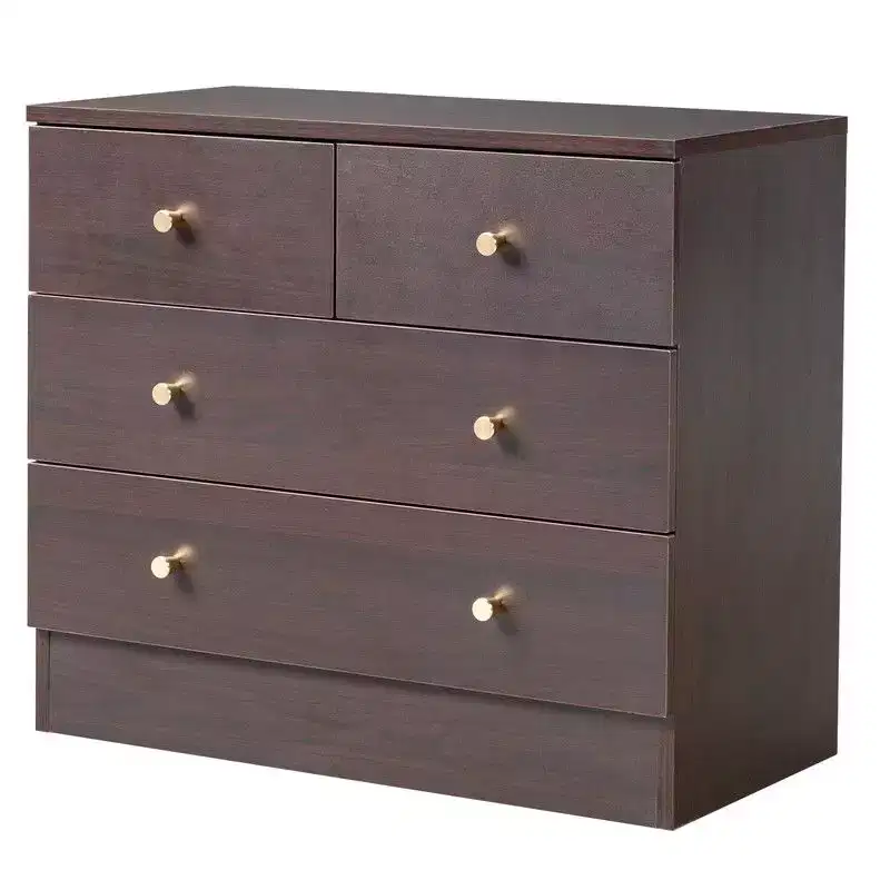 Karl Home 26 Inch Three Tier Four Drawer Dresser With Matte Gold Handles