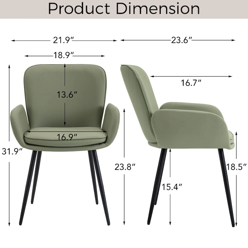 Set of 4 Cat-Scratch Resistant Dining Chairs with Gold Metal Legs