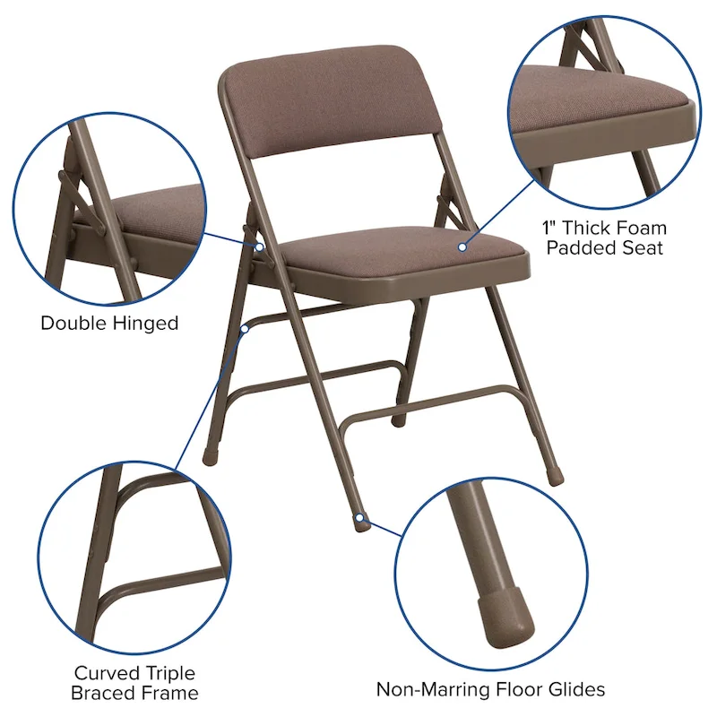 Set of 2 Metal Folding Chairs with Padded Seats