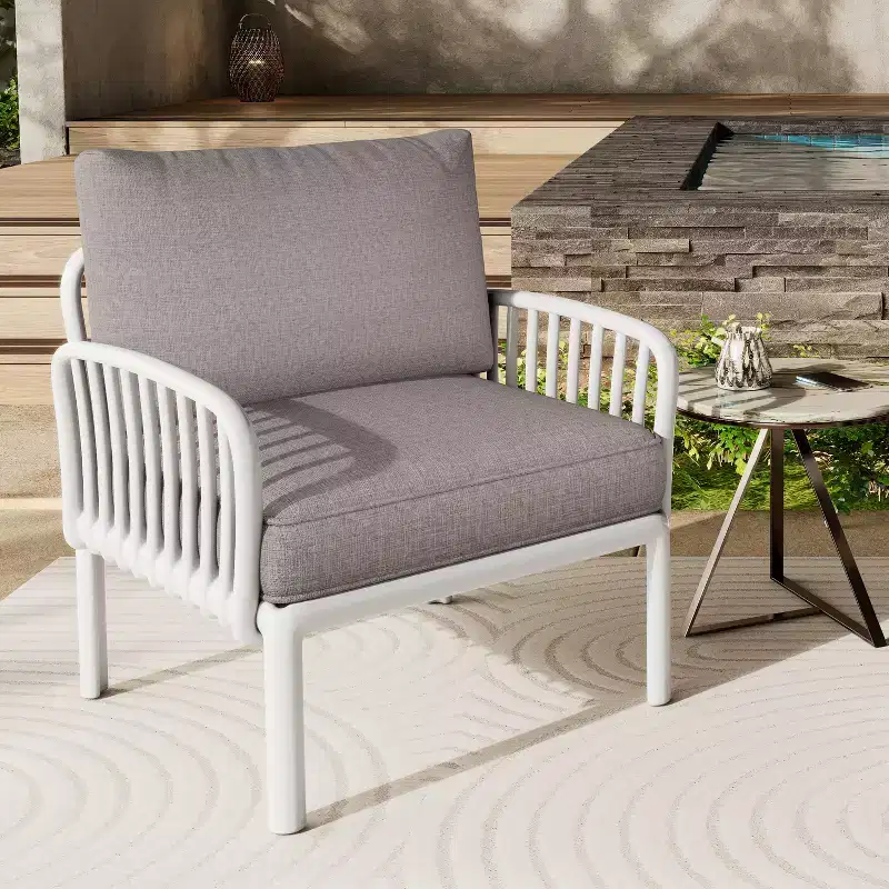 Okak Minimalist Patio Accent Chairs UV-resistant Plastic Club Chairs,Set of 1/2,Waterproof Thick Cushion Seating for Backyard,,400lbs Max