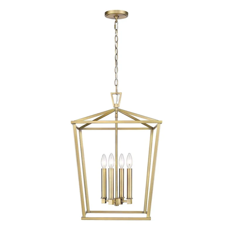 Farmhouse Inspired Large 25 H Warm Brass Open Geometric Lantern