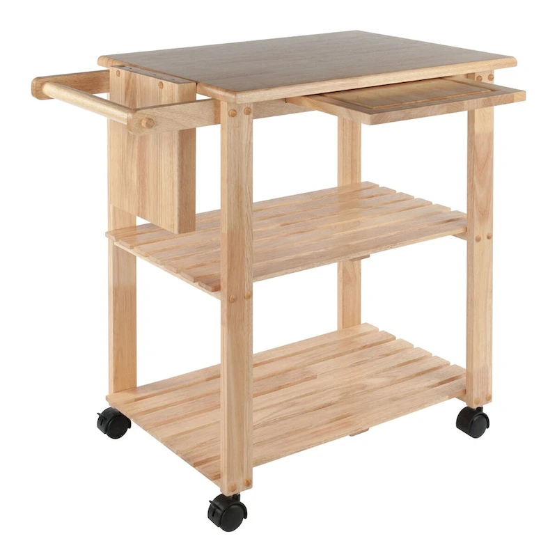 Mario Utility Kitchen Cart, Natural - 33.19 x 20.47 x 31.93 inches