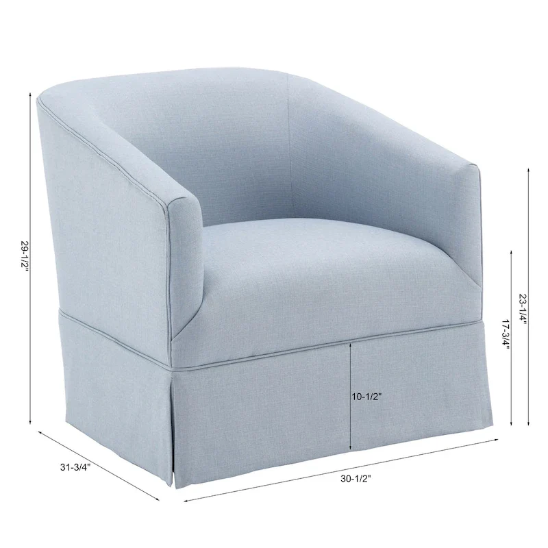 Skirted Fabric Swivel Accent Chair - Linen/Sky Blue - Single Seat