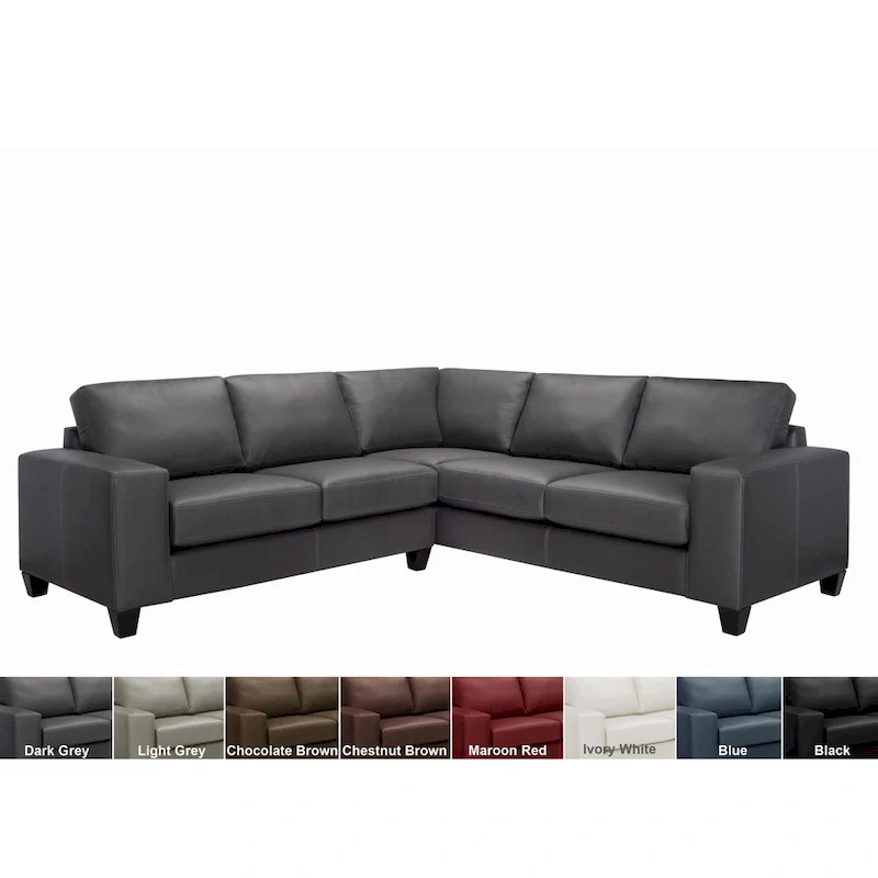 8-Color L-Shaped Sectional Sofa, Top-Grain Leather, Seats 3–4