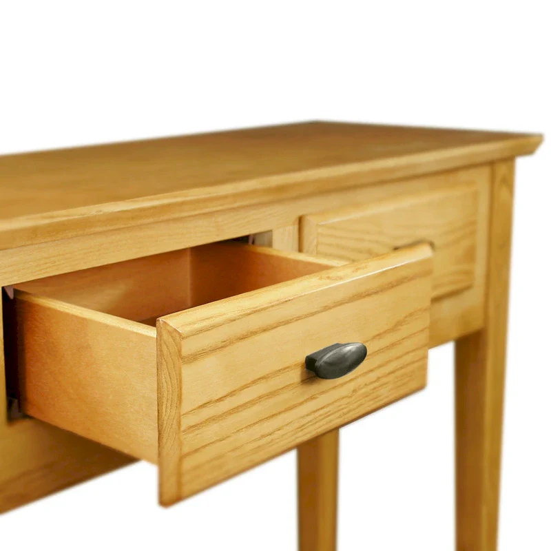 Solid Ash Wood Console Table with 2 Drawers & Open Shelf – 2 Finishes