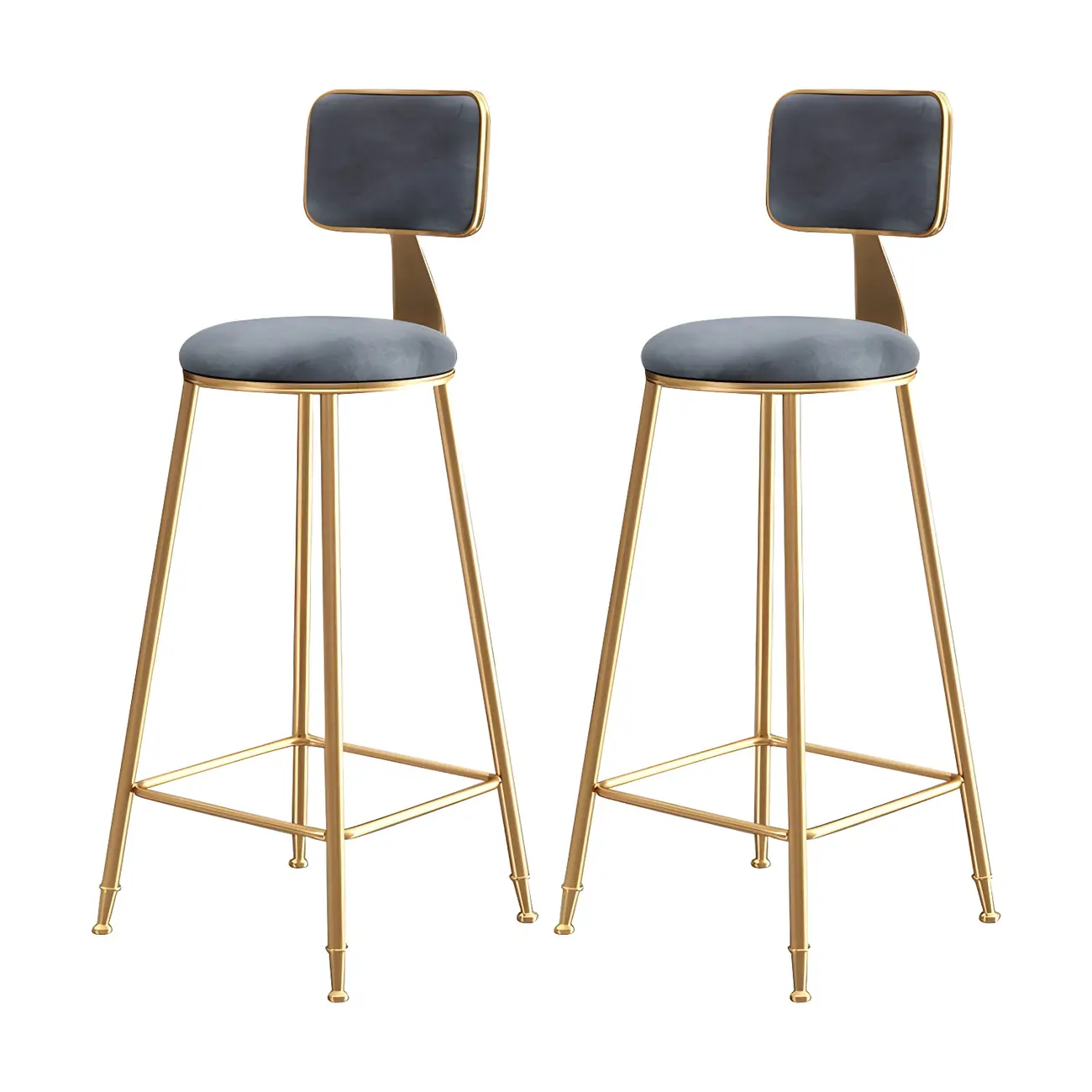 Round Velvet Upholstered Counter Bar Stools
