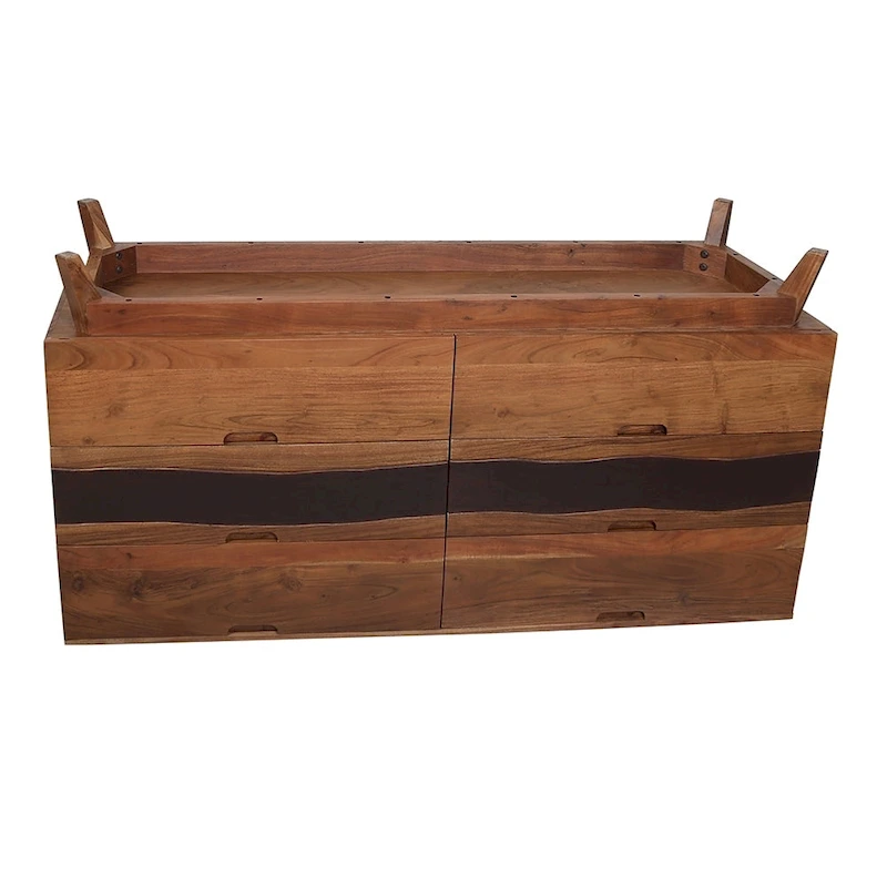Wood Six Drawer Sideboard Buffet