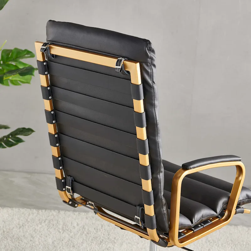 LUXMOD Office Chair Faux Leather Gold Frame Adjustable and Swivel