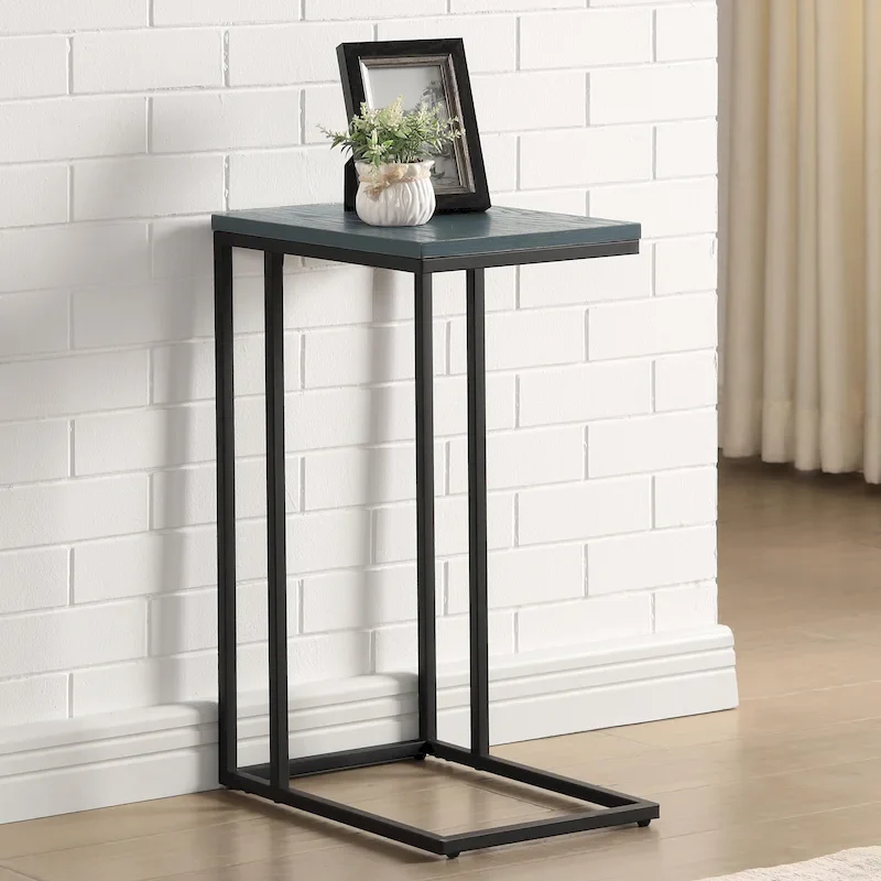 Industrial 16-inch Steel C-shaped Side Table