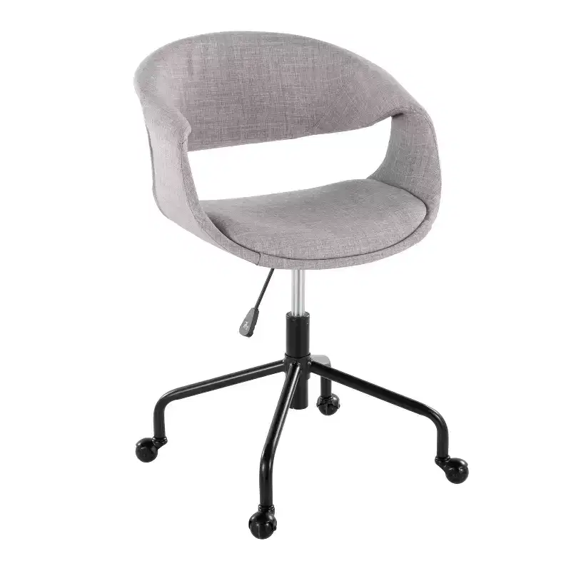 LumiSource Curvo Upholstered 4-Stars Task Chair Black Metal/Gray Fabric