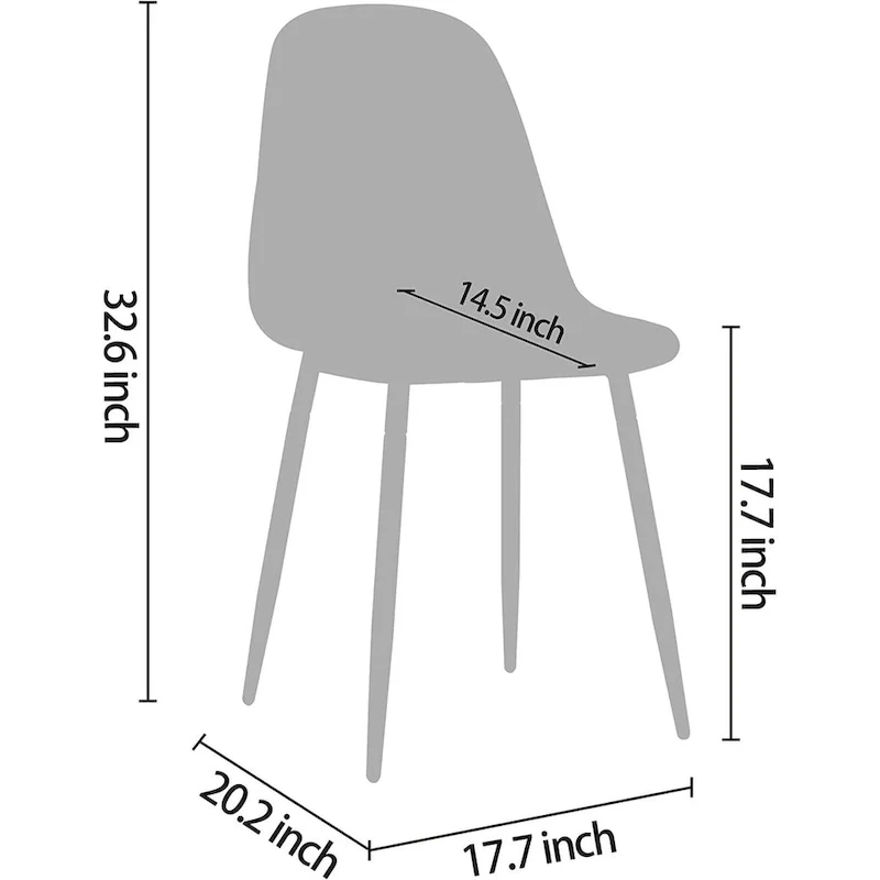 Modern Kitchen Dining Side Chair with Metal Legs, Set of 4, Amber