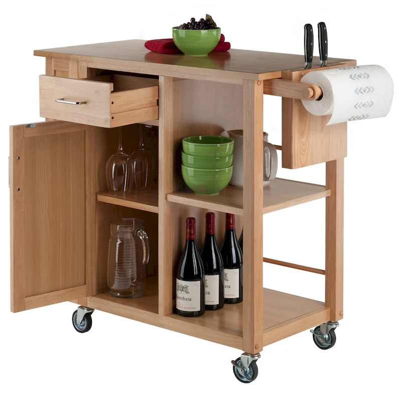 Douglas Utility Kitchen Cart, Natural - 42.52 x 18.98 x 35.63 inches