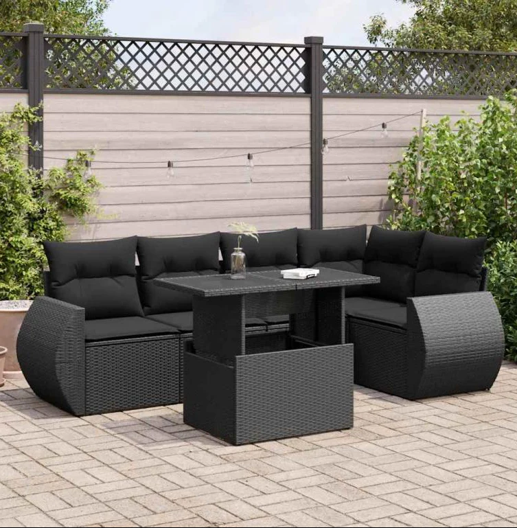 Salon Jardin Pcs - Noir (tressee)