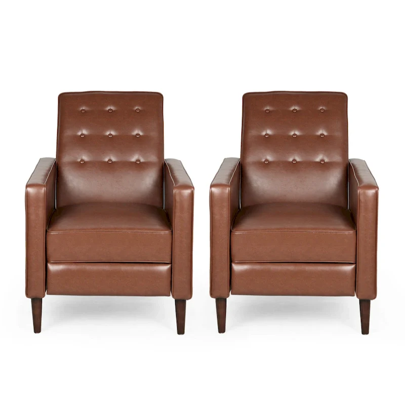 Mervynn Mid-century Button Tufted Recliners (Set of 2) by Christopher Knight Home
