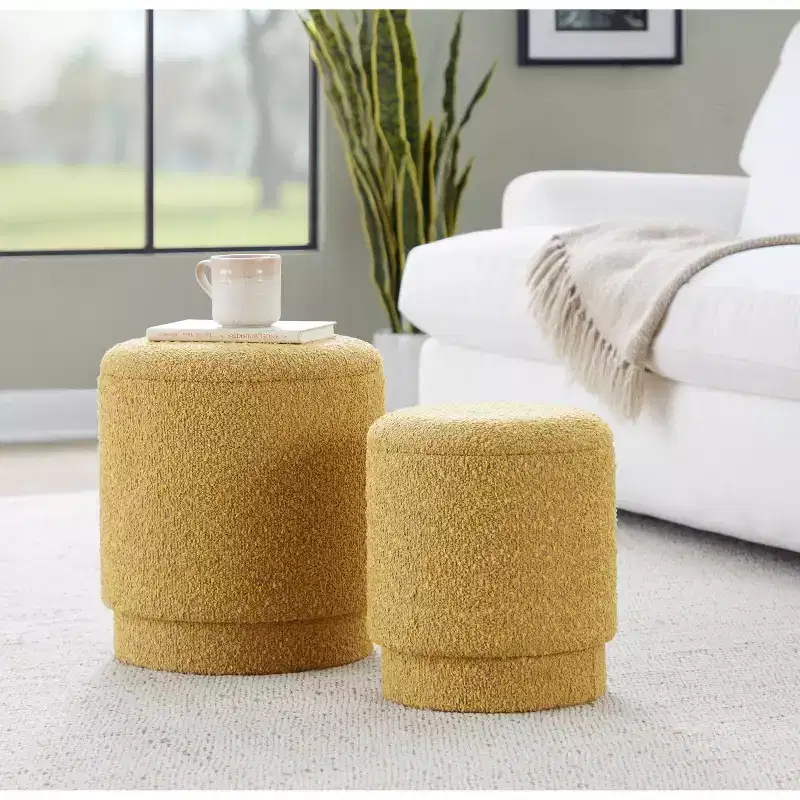 LumiSource Marla Upholstered Ottoman Set Fabric