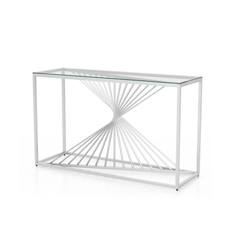 Limback Contemporary 47-inch Glass Top Geometric Sofa Table by Furniture of America