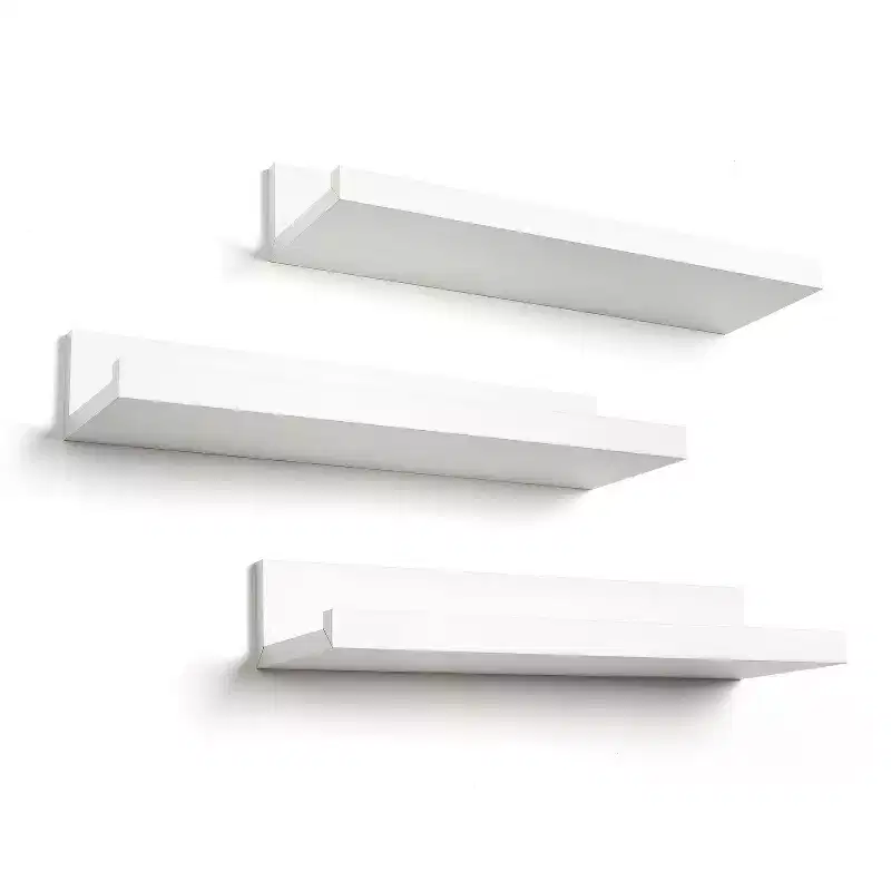 Americanflat Set of Three 14 Inch Floating Wall Shelves - White